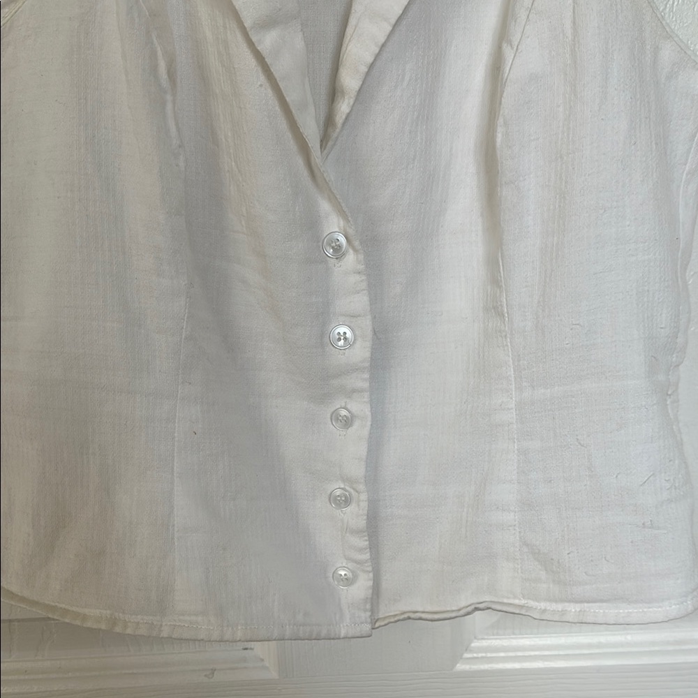 Collared Button Down White Sleeveless Halter Top - image 3